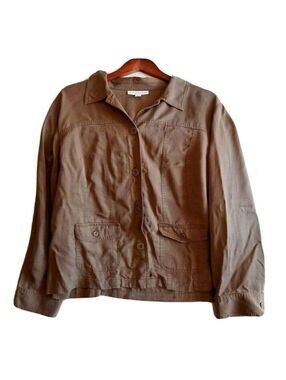 JM Collection Women's Size 18 Brown Button Down Blouse with Pockets